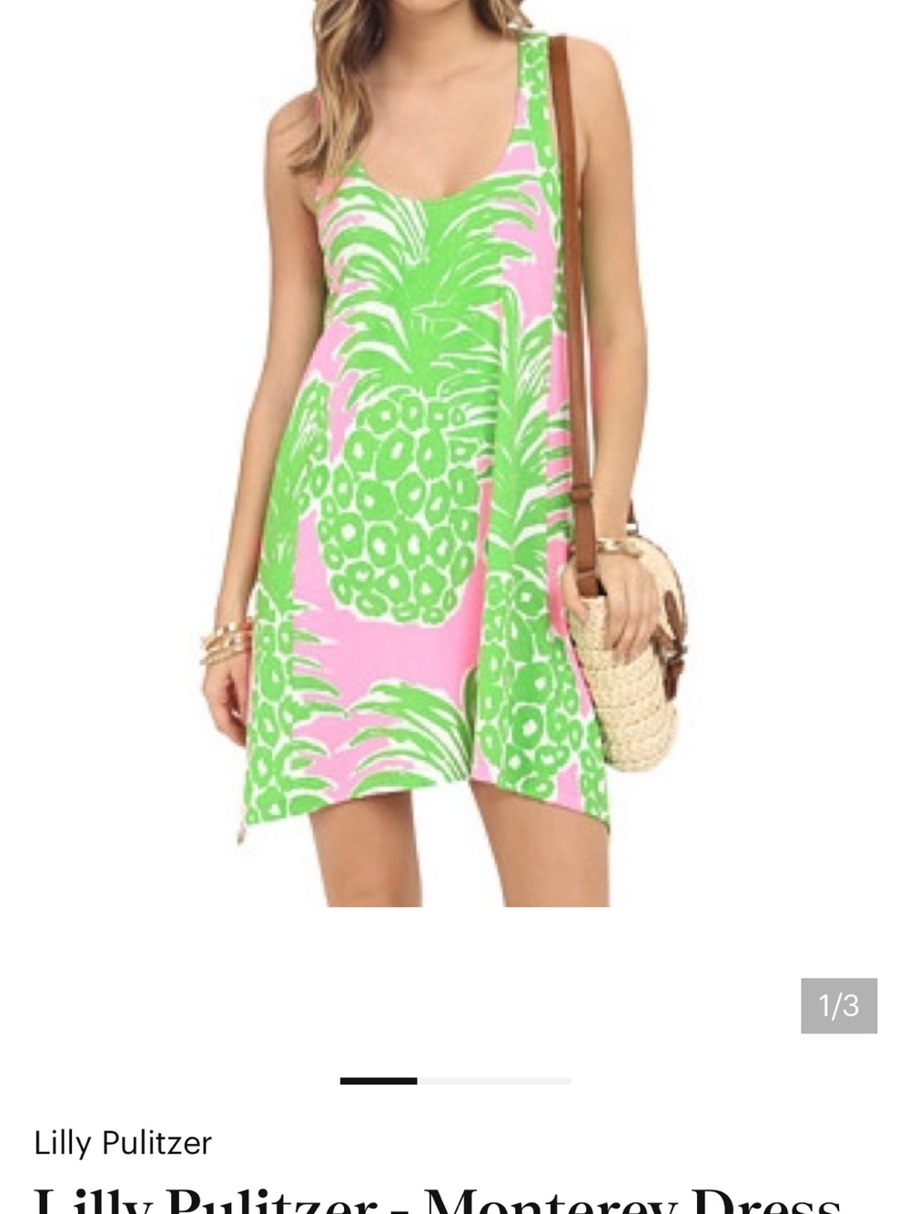 Lilly Pulitzer Pink Dress with Lime Green Pineapple Print size xs